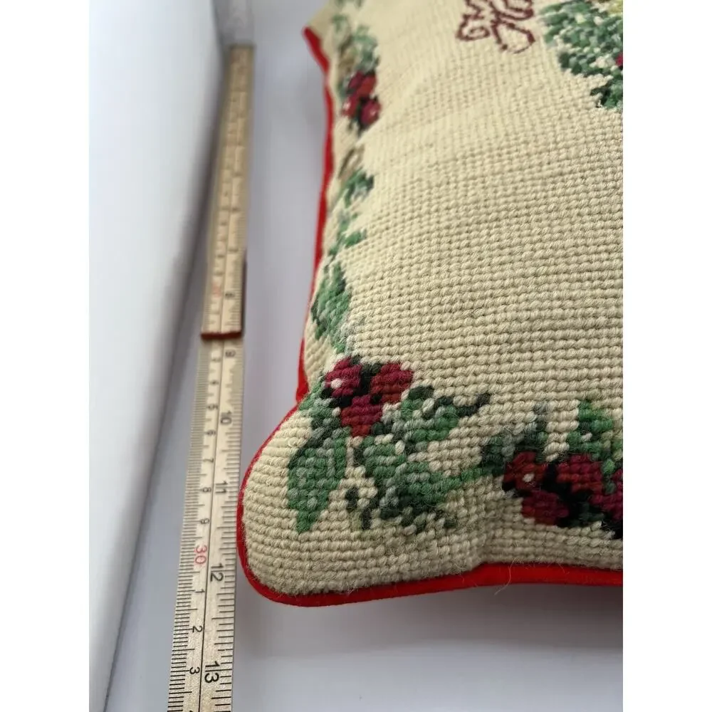 Vintage Lillian‎ Vernon Home For The Holidays Christmas Wool Needlepoint Pillow